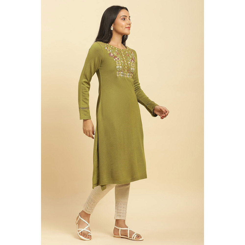 W Green Embroidered Kurta & Tight (Set of 2)