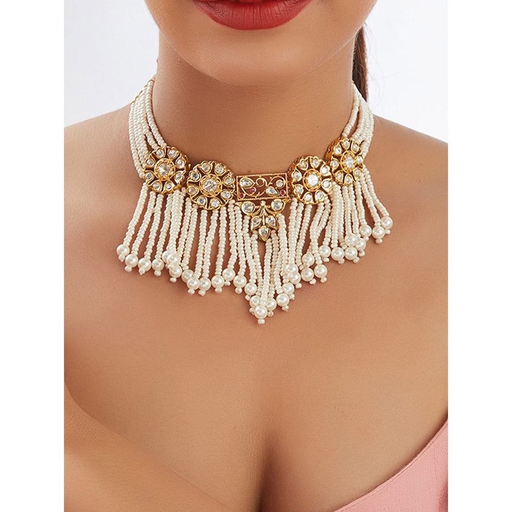 XAGO Le Isabel White Kundan Pearl Choker Necklace