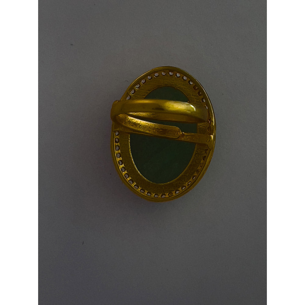 XAGO Le Lanai Gold-Plated Green Mossanite-Studded Adjustable Ring