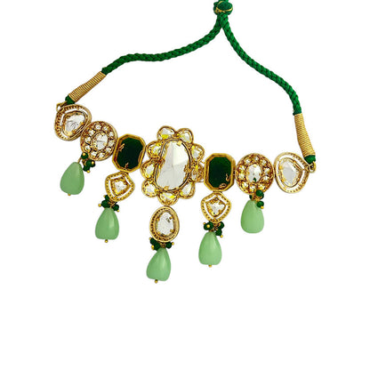 XAGO Le Habe Multi Beads Kundan and Mossanite Studded Choker Necklace