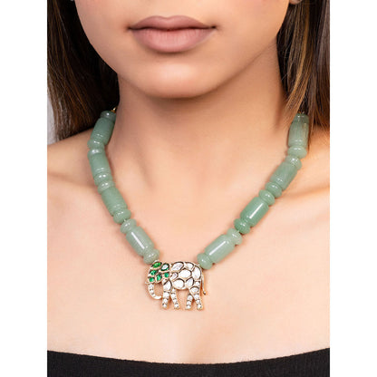 XAGO Le Eiran Sea Green Kundan Mossanite Necklace