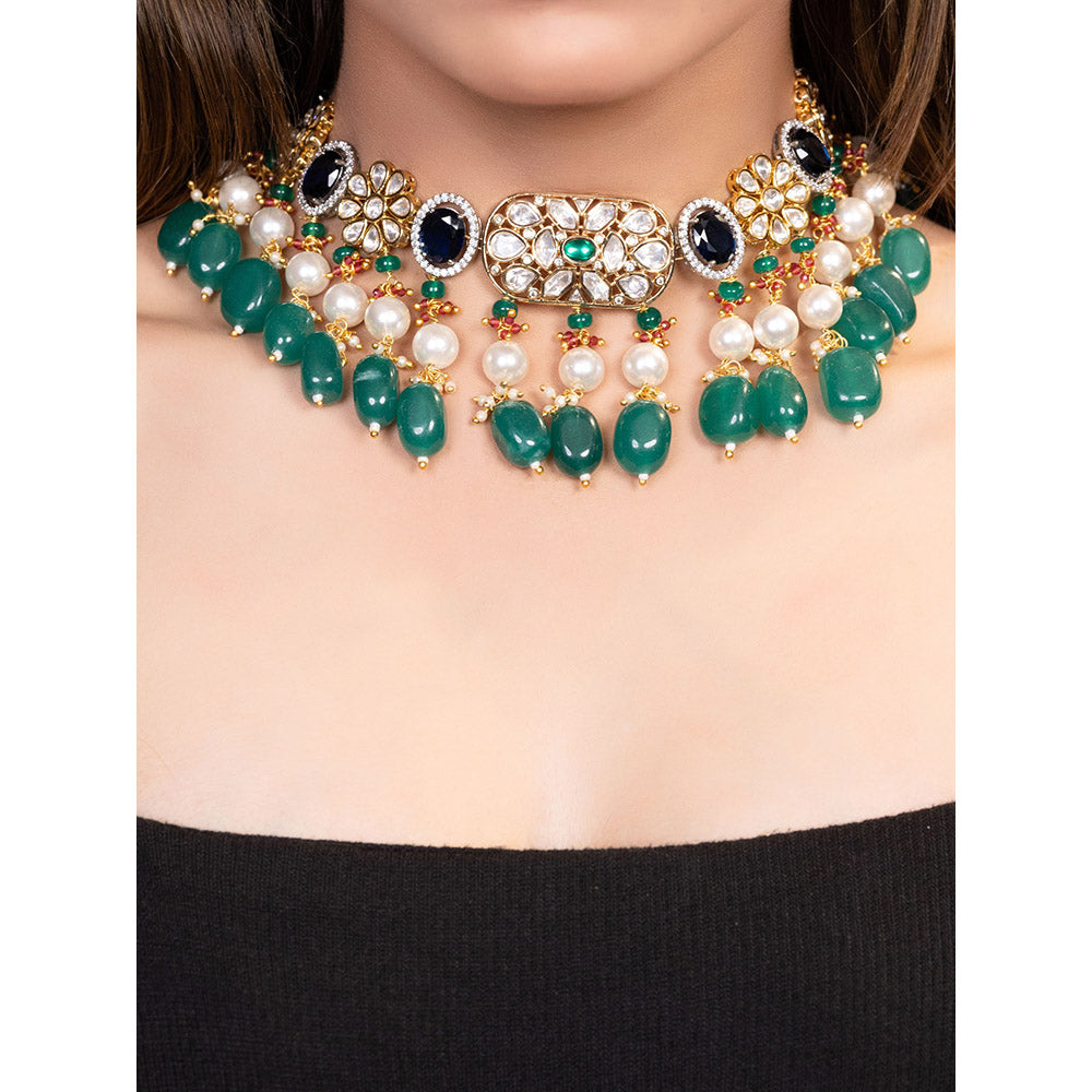 XAGO Le Shri Multi-Color Kundan Stone Choker Necklace