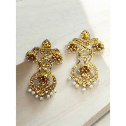 XAGO Le Nama Gold Plated Kundan Mossanite Drop Earrings
