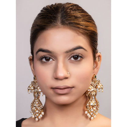 XAGO Le Nama Gold Plated Kundan Mossanite Drop Earrings