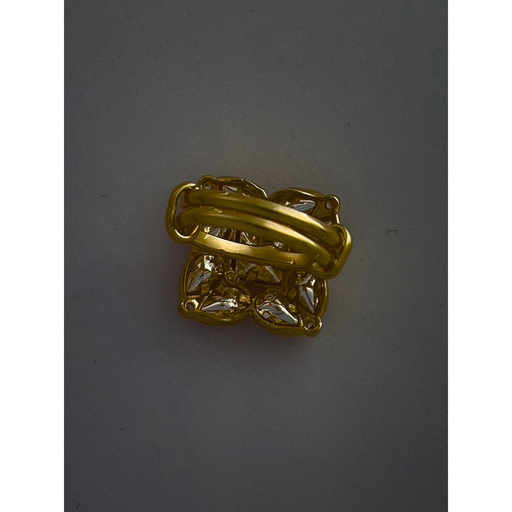 XAGO Le Ganlian Gold-Plated Kundan Studded Adjustable Ring