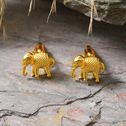 XAGO Gold Toned Elephant- Shaped Cufflinks