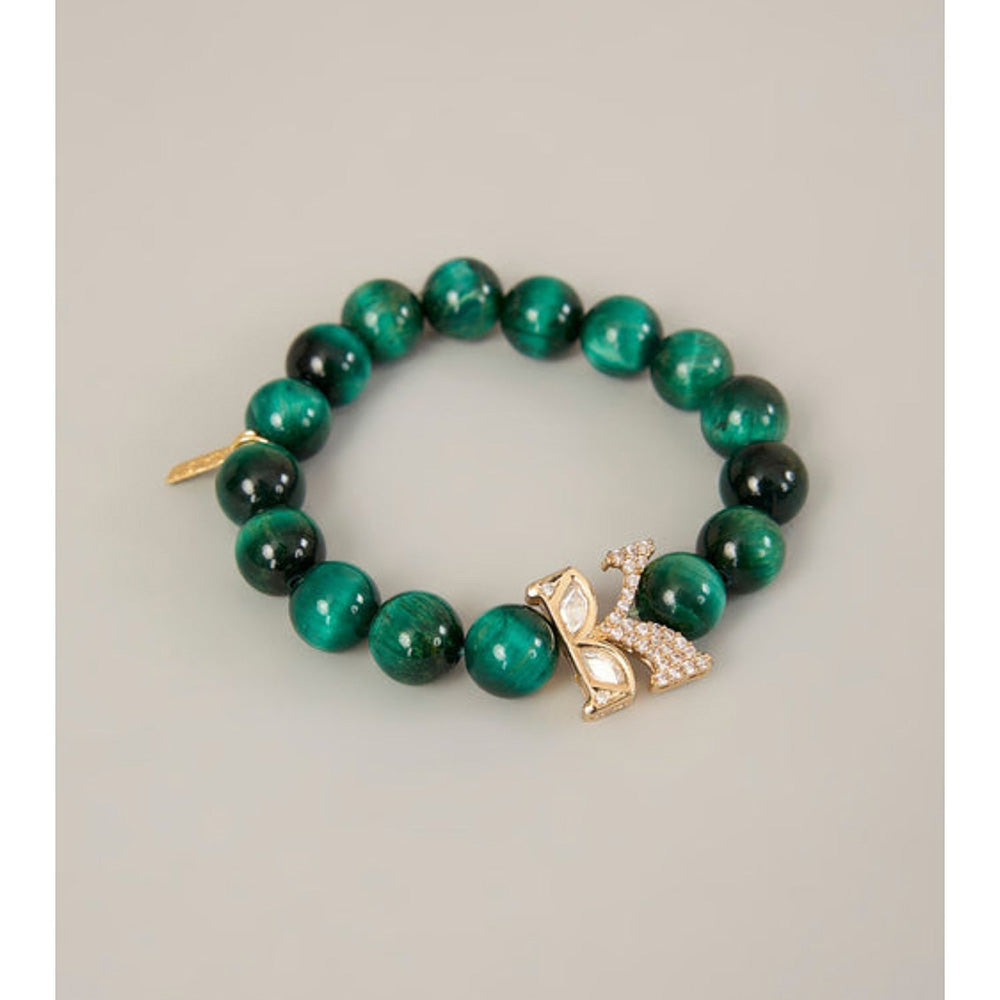 XAGO Vivaan Rakhi - Polki Motif Rakhi With Green Beads | Rakshabandhan By Xago