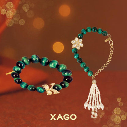 XAGO Vivaan and Sharvani Polki Motif Rakhi and Lumba With Green Beads Rakshabandhan
