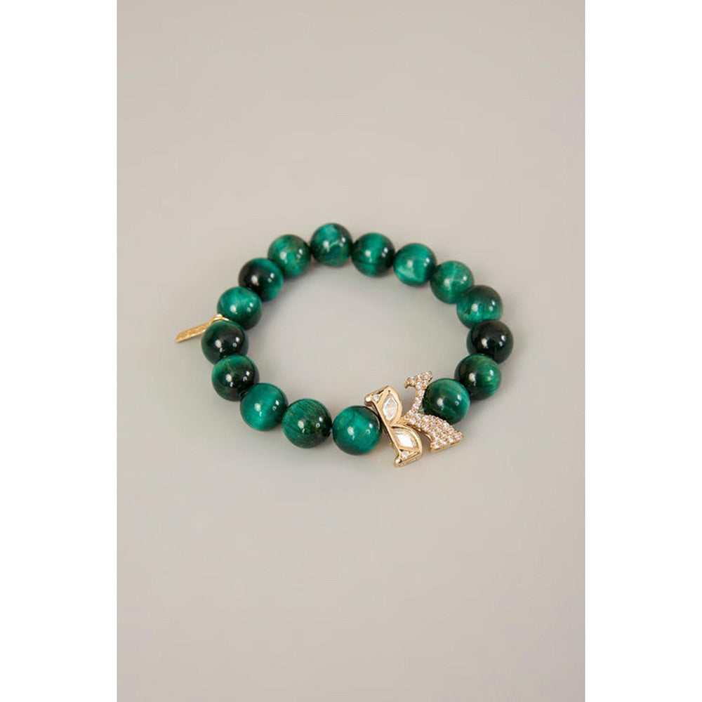 XAGO Vivaan and Sharvani Polki Motif Rakhi and Lumba With Green Beads Rakshabandhan