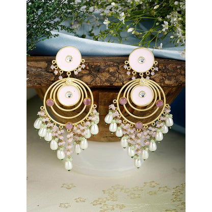 XAGO Mya Enameled Polki and Pearl Earrings