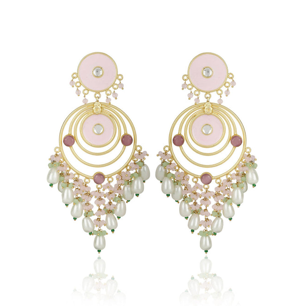 XAGO Mya Enameled Polki and Pearl Earrings