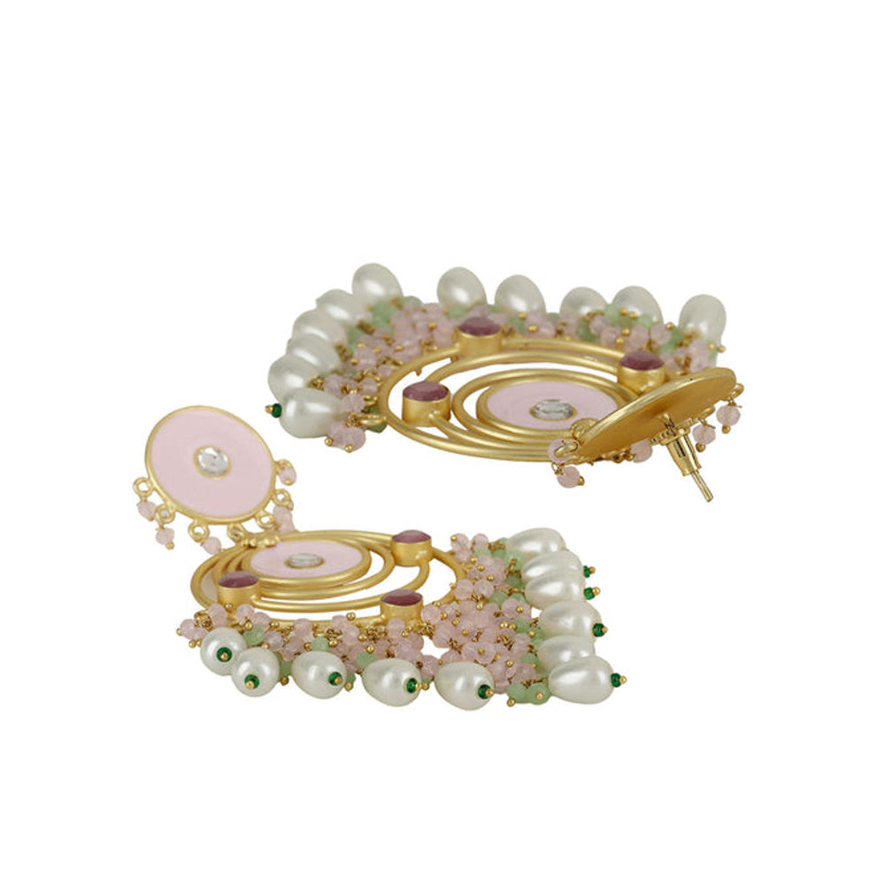 XAGO Mya Enameled Polki and Pearl Earrings