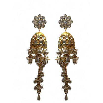 XAGO Le Ramona White Pearl and Kundan Earrings