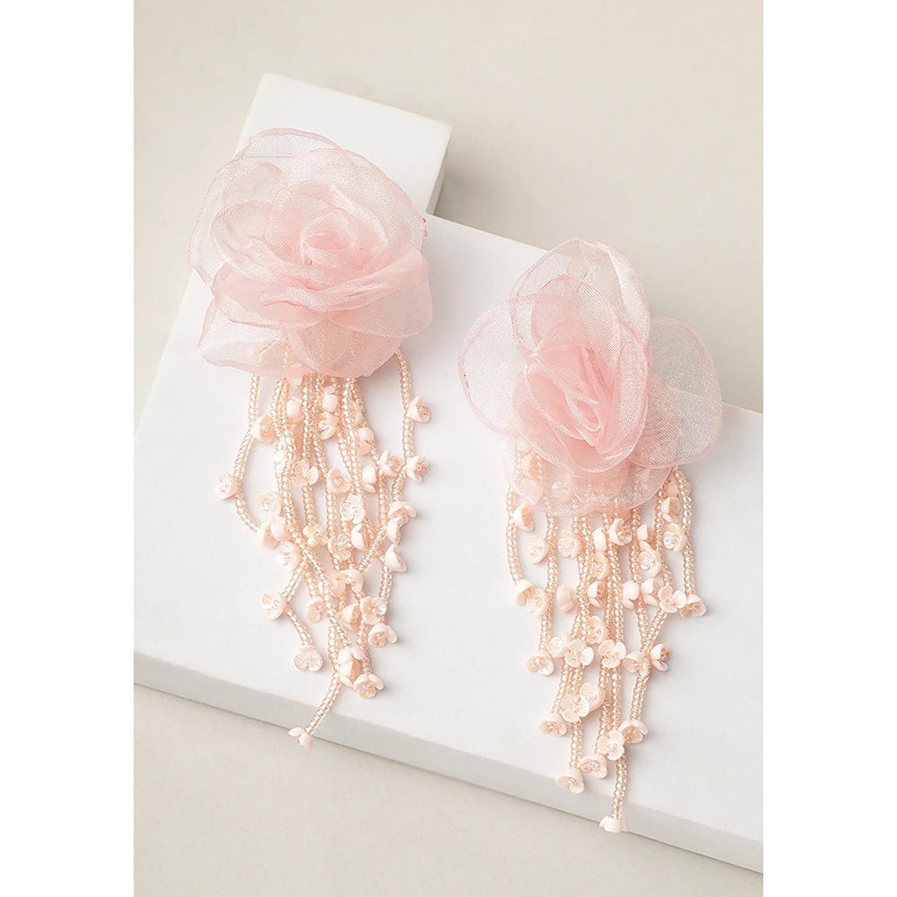 XAGO Pink Blush Cascade Floral Pearl Drop Earrings