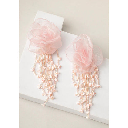 XAGO Pink Blush Cascade Floral Pearl Drop Earrings