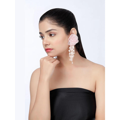 XAGO Pink Blush Cascade Floral Pearl Drop Earrings