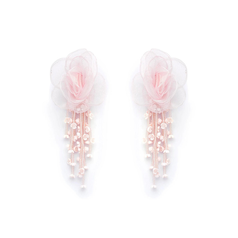 XAGO Pink Blush Cascade Floral Pearl Drop Earrings