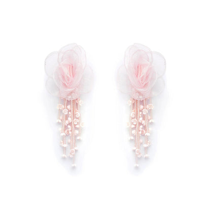XAGO Pink Blush Cascade Floral Pearl Drop Earrings