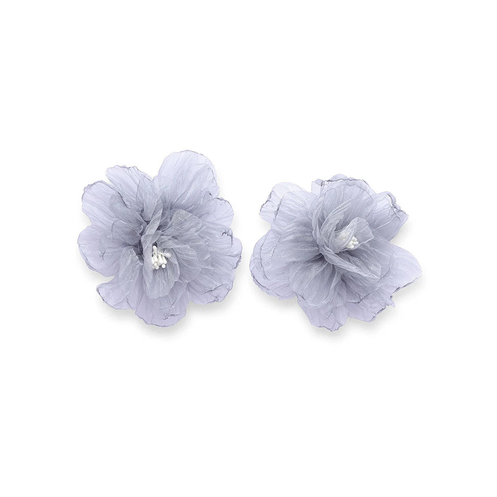XAGO Grey Mist Organza Floral Studs Earrings