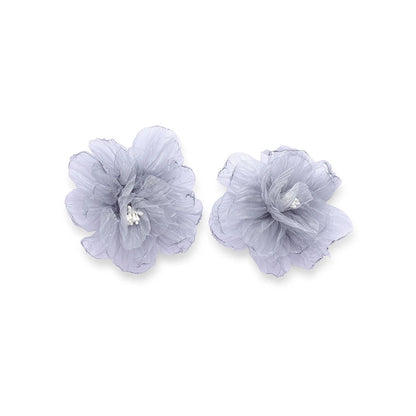 XAGO Grey Mist Organza Floral Studs Earrings