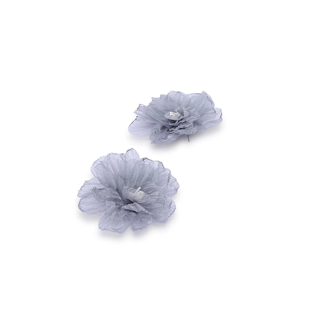 XAGO Grey Mist Organza Floral Studs Earrings