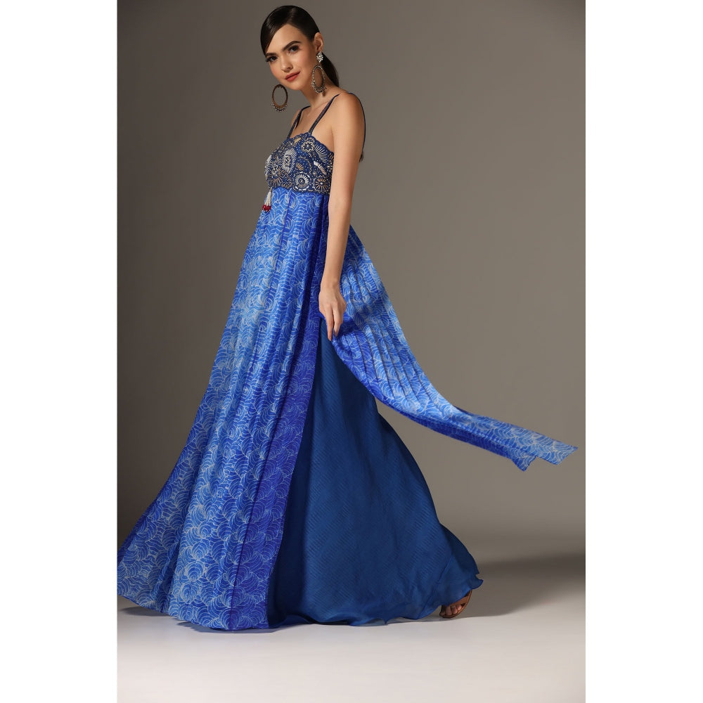 YASHODHARA Blue Top and Palazzo (Set of 2)