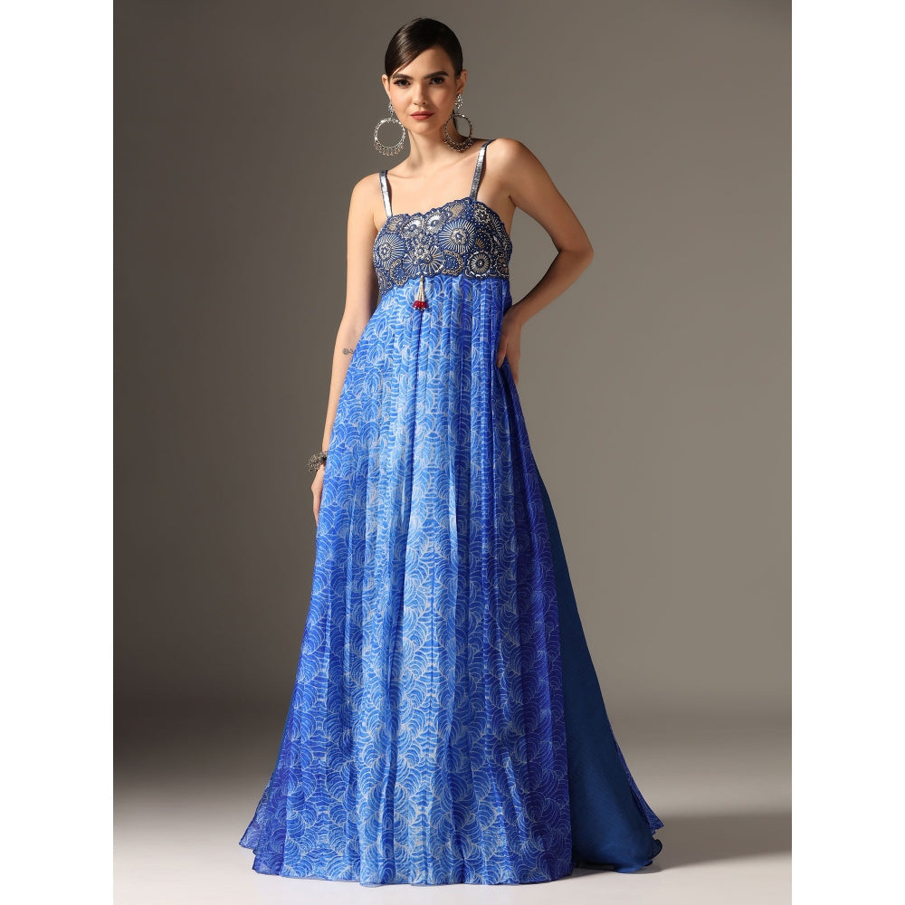 YASHODHARA Blue Top and Palazzo (Set of 2)