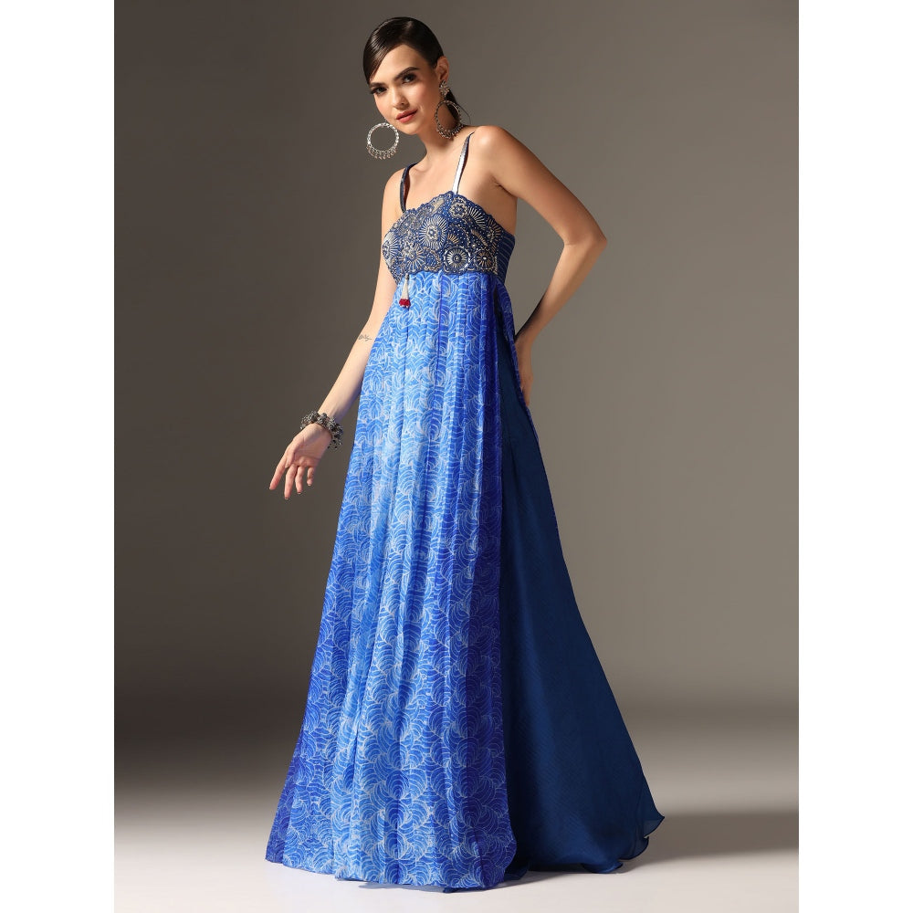 YASHODHARA Blue Top and Palazzo (Set of 2)