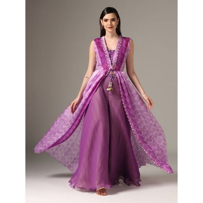 YASHODHARA Purple Jacket Set (Set of 3)
