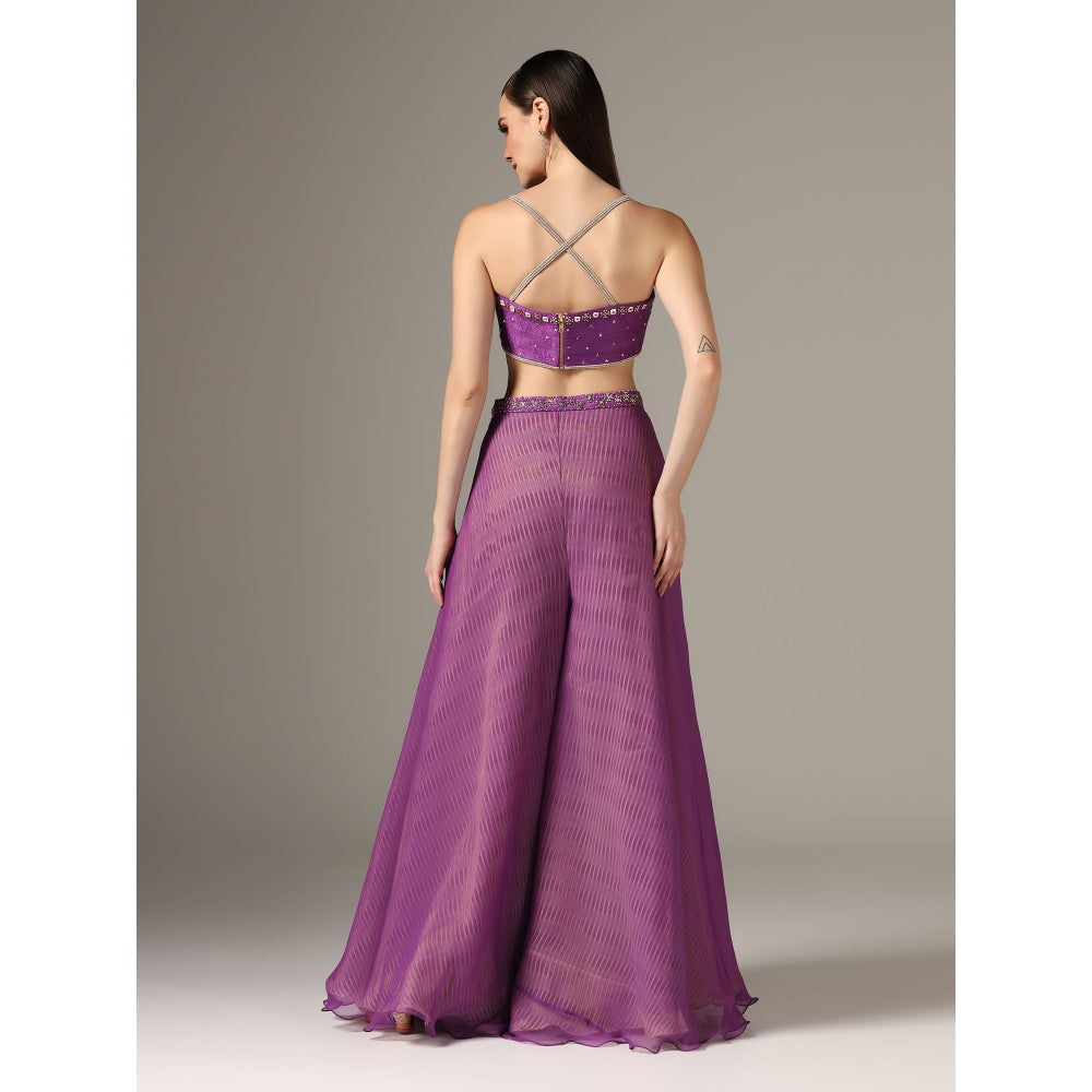 YASHODHARA Purple Jacket Set (Set of 3)