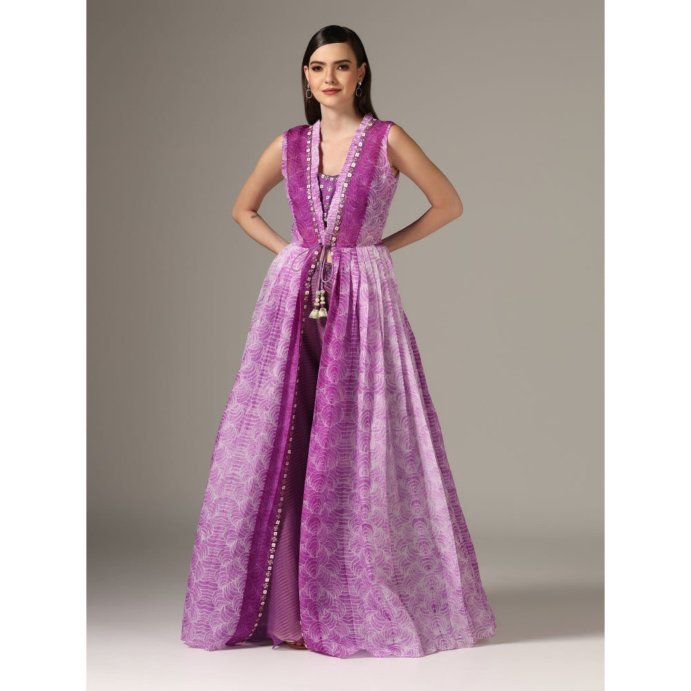 YASHODHARA Purple Jacket Set (Set of 3)