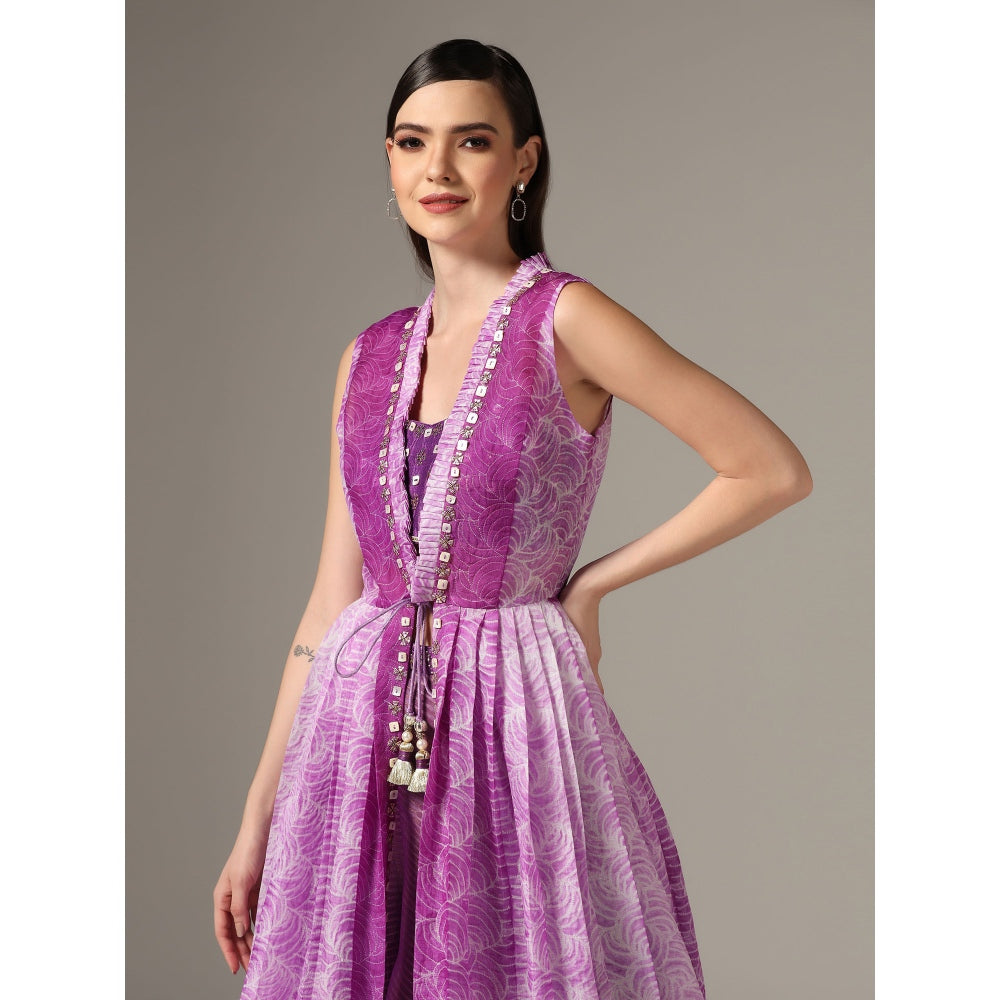 YASHODHARA Purple Jacket Set (Set of 3)