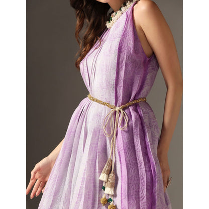 YASHODHARA Purple High Neck Kurti Set (Set of 3)