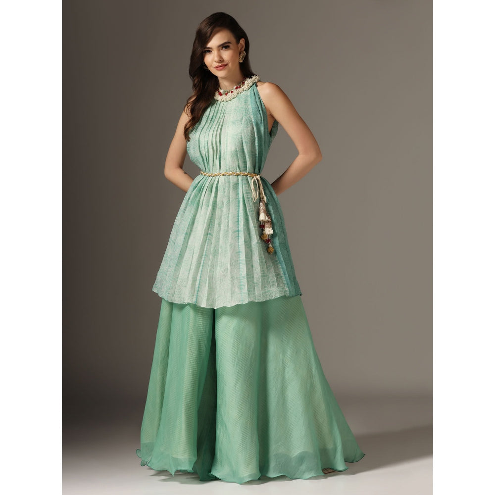 YASHODHARA Eco Green High Neck Kurti Set (Set of 3)