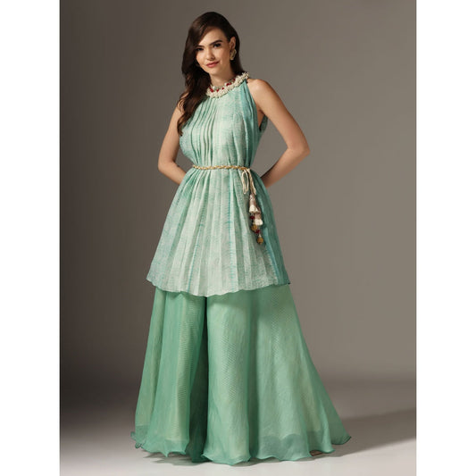 YASHODHARA Eco Green High Neck Kurti Set (Set of 3)