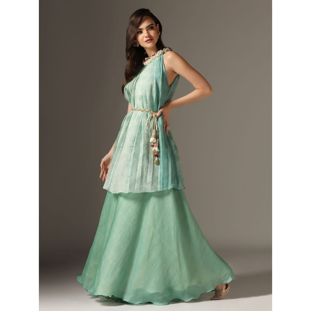 YASHODHARA Eco Green High Neck Kurti Set (Set of 3)