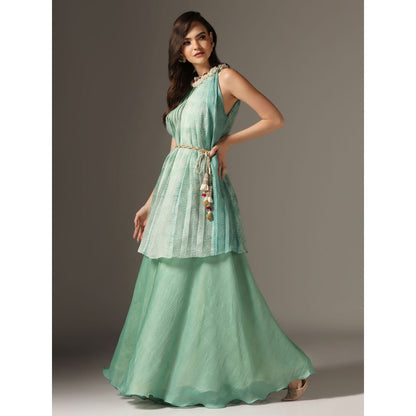 YASHODHARA Eco Green High Neck Kurti Set (Set of 3)