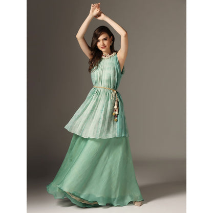 YASHODHARA Eco Green High Neck Kurti Set (Set of 3)