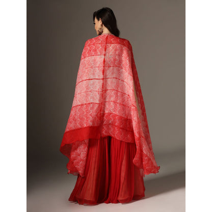 YASHODHARA Red Kurti, Sharara with Dupatta (Set of 3)