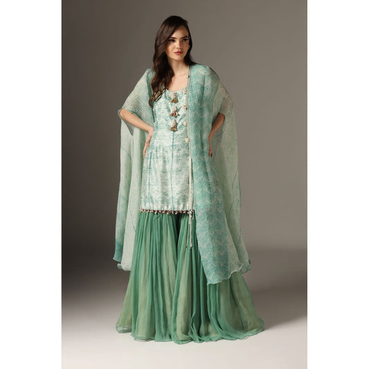 YASHODHARA Eco Green Kurti, Sharara with Dupatta (Set of 3)