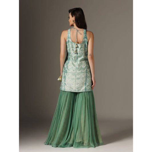 YASHODHARA Eco Green Kurti, Sharara with Dupatta (Set of 3)