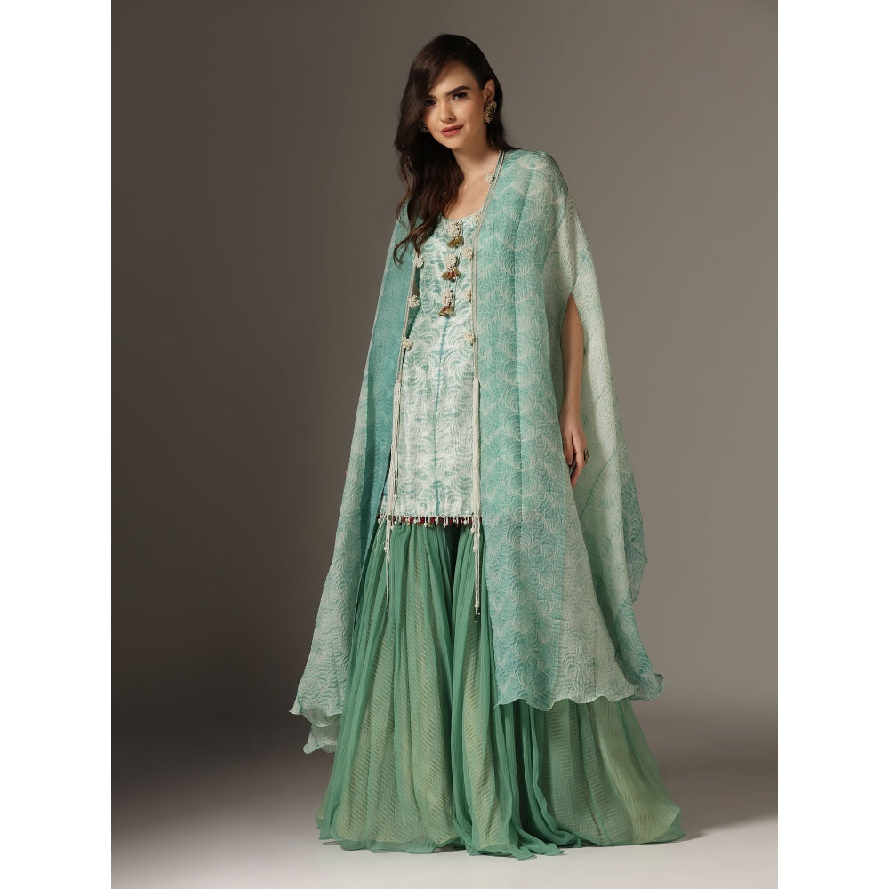 YASHODHARA Eco Green Kurti, Sharara with Dupatta (Set of 3)