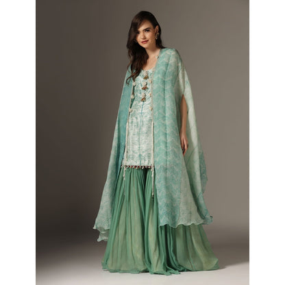 YASHODHARA Eco Green Kurti, Sharara with Dupatta (Set of 3)