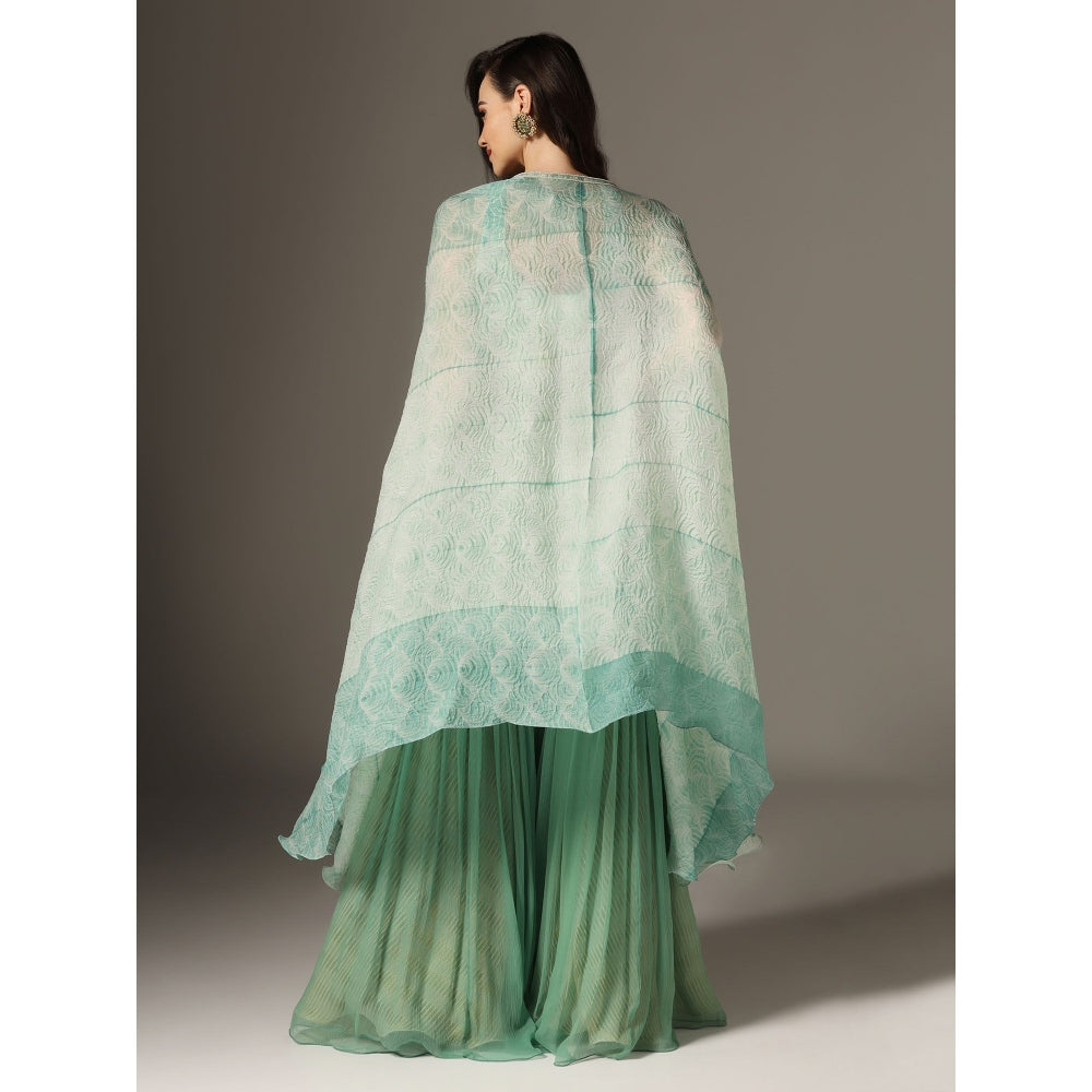 YASHODHARA Eco Green Kurti, Sharara with Dupatta (Set of 3)