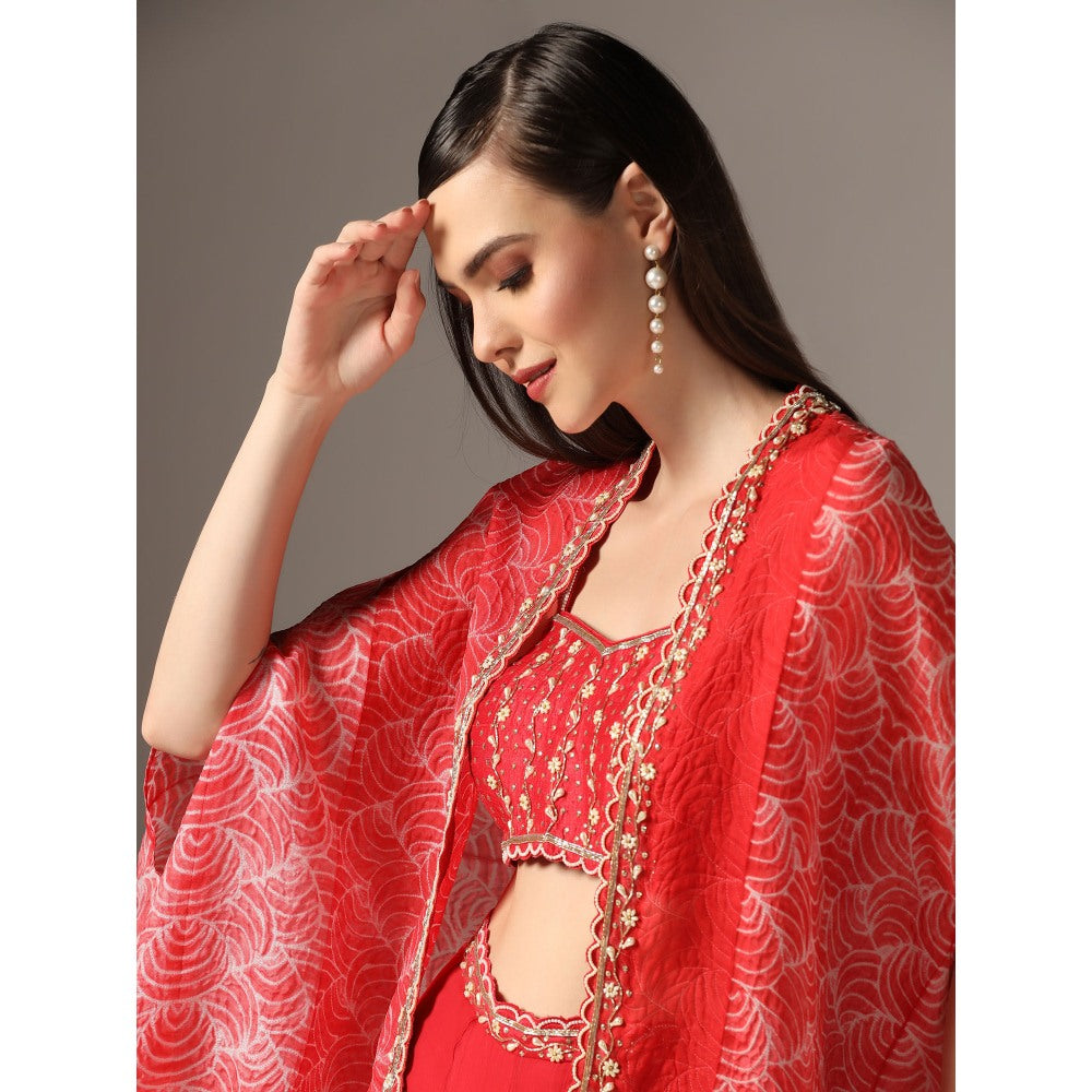 YASHODHARA Red Cape Set (Set of 3)