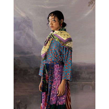 YAVI Blue Anaconda Blouse Top