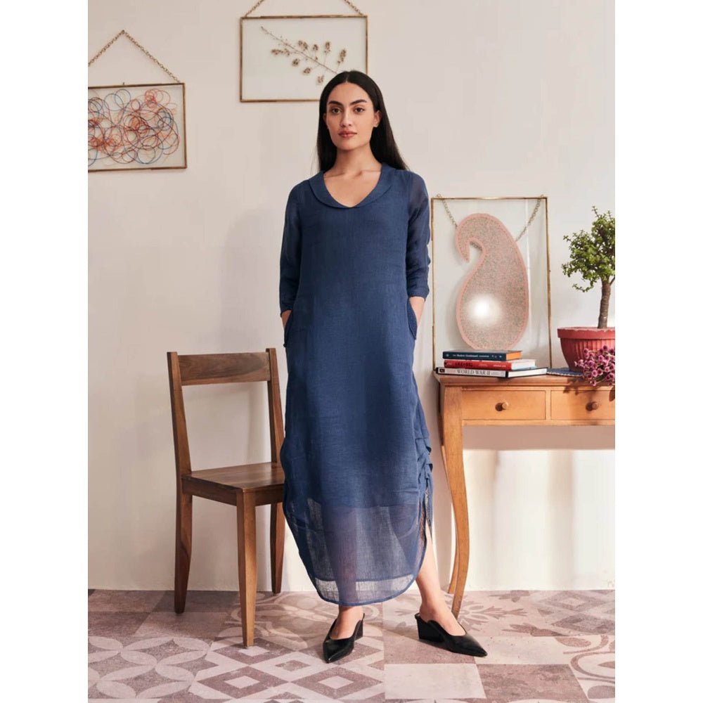 YELL The Iris Dress-Navy Blue
