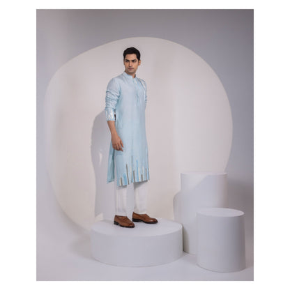 YOSEBA Blue Stride Embroidered Kurta with Pant
