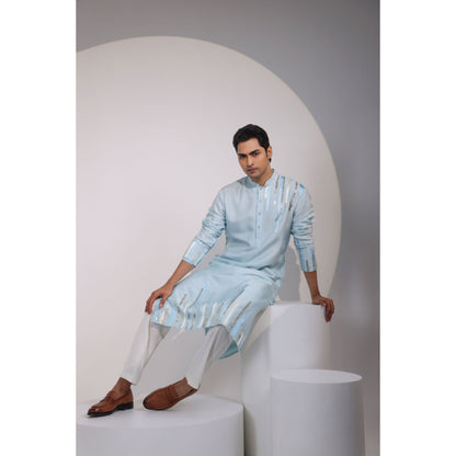 YOSEBA Blue Stride Embroidered Kurta with Pant