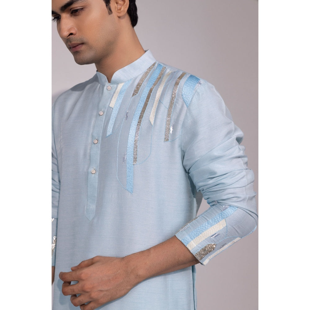 YOSEBA Blue Stride Embroidered Kurta with Pant